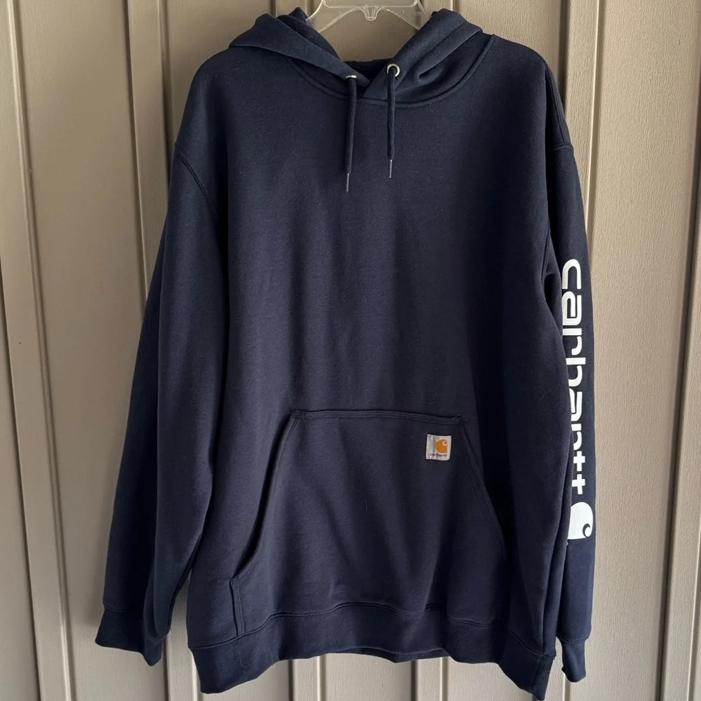 Carhartt Iconic K288 Logo Navy Blue Hoodie size XL - Picture 1 of 4